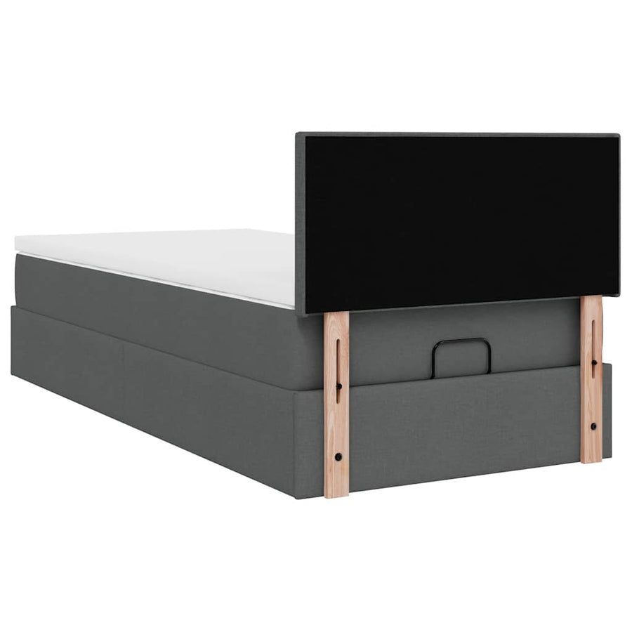 Ottoman bed met matras en LED's 80x200cm stof donkergrijs