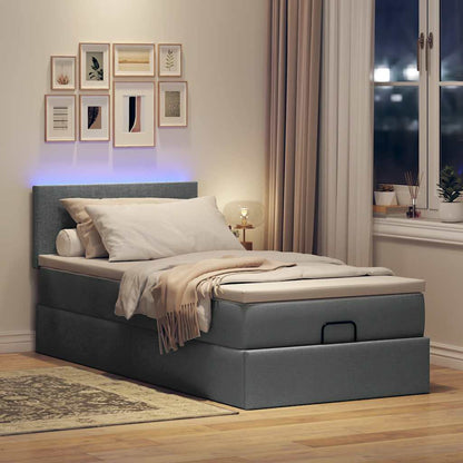 Ottoman bed met matras en LED's 80x200cm stof donkergrijs