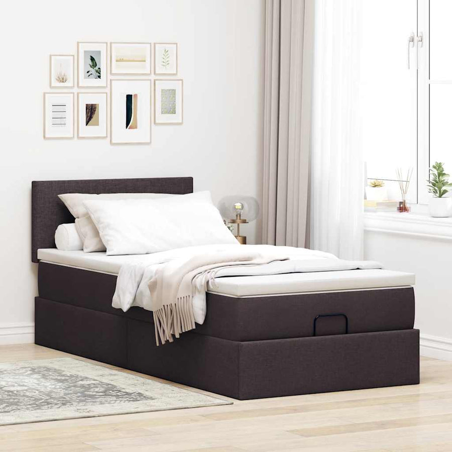 Ottoman bed met matras en LED's 80x200cm stof donkerbruin