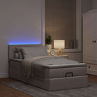 Ottoman bed with mattress and LEDs 80x200cm fabric taupe