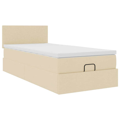 Ottoman bed met matras en LED's 80x200cm stof crèmekleurig