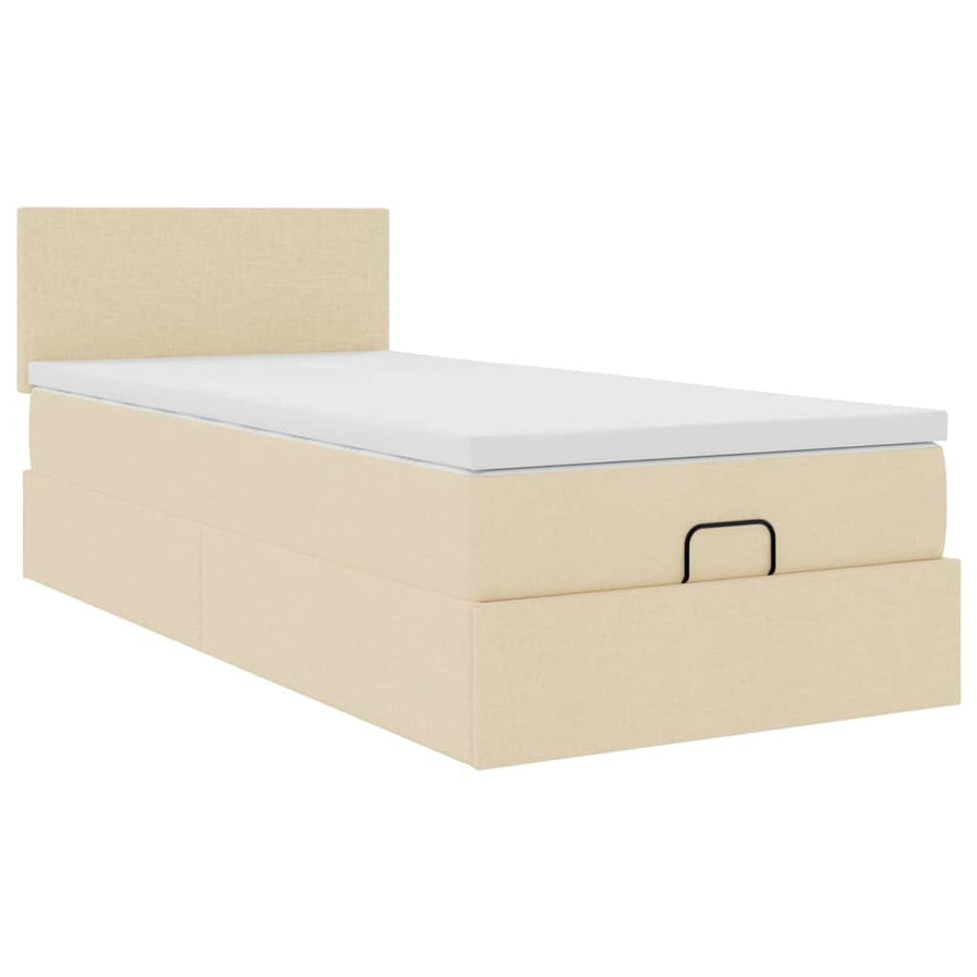 Ottoman bed met matras en LED's 80x200cm stof crèmekleurig