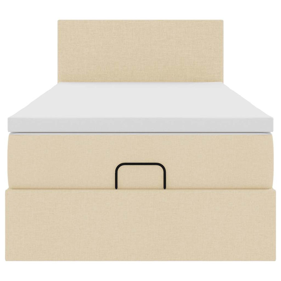 Ottoman bed met matras en LED's 80x200cm stof crèmekleurig