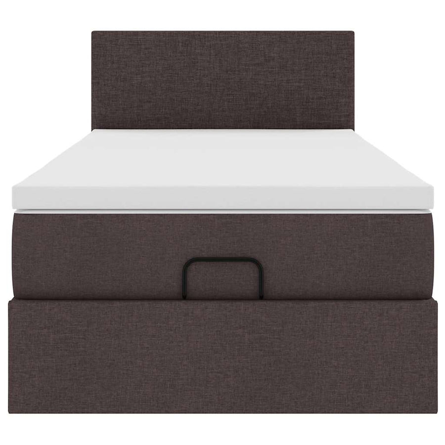 Ottoman bed met matras en LED's 90x190cm stof donkerbruin
