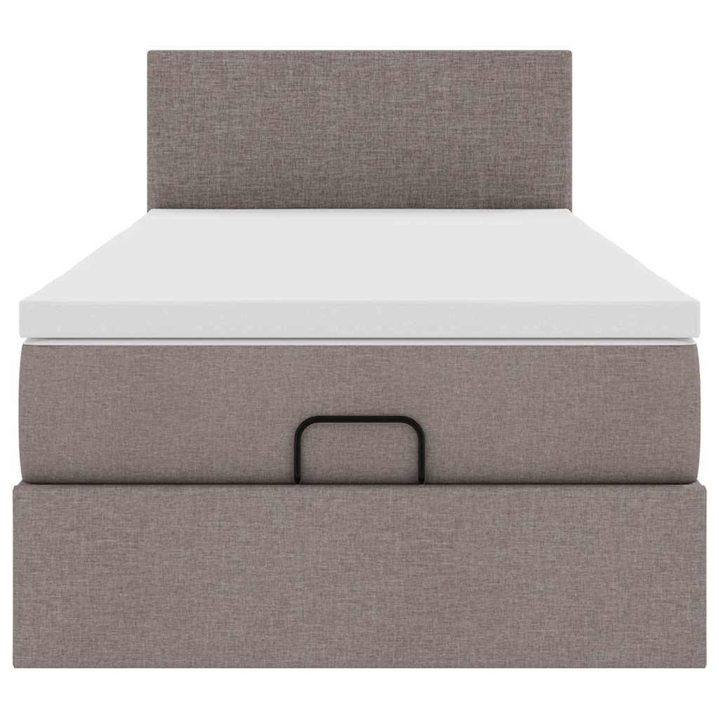 Ottoman bed met matras en LED's 90x190cm stof taupe