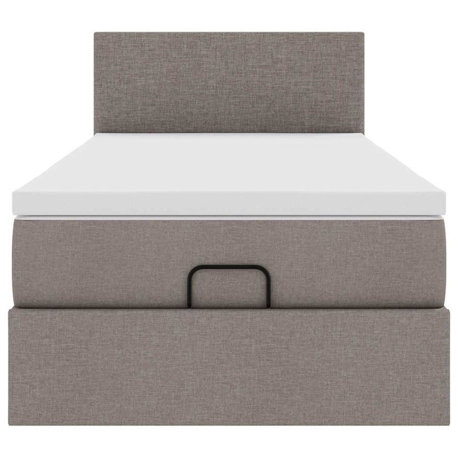 Ottoman bed met matras en LED's 90x190cm stof taupe