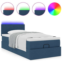 Ottoman bed met matras en LED's 90x190cm stof blauw