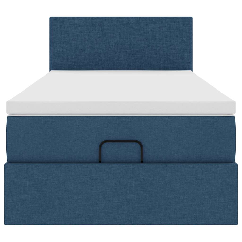 Ottoman bed met matras en LED's 90x190cm stof blauw