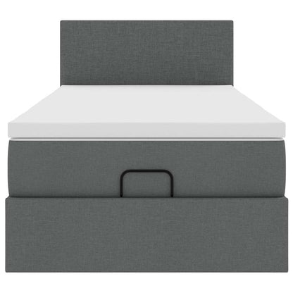 Ottoman bed met matras en LED's 90x200 cm stof donkergrijs