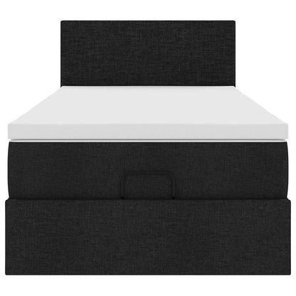 Ottoman bed met matras en LED's 90x200 cm stof zwart
