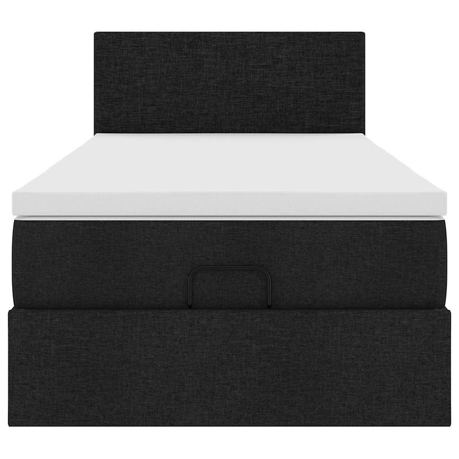 Ottoman bed met matras en LED's 90x200 cm stof zwart