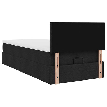 Ottoman bed met matras en LED's 90x200 cm stof zwart