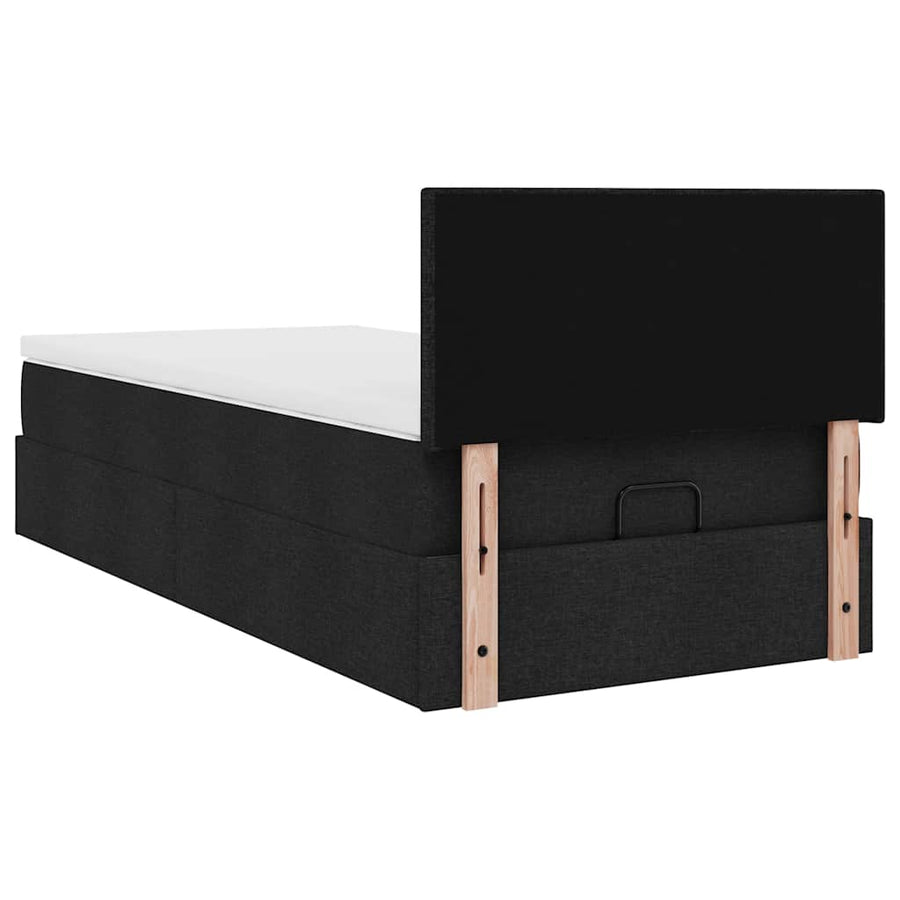 Ottoman bed met matras en LED's 90x200 cm stof zwart