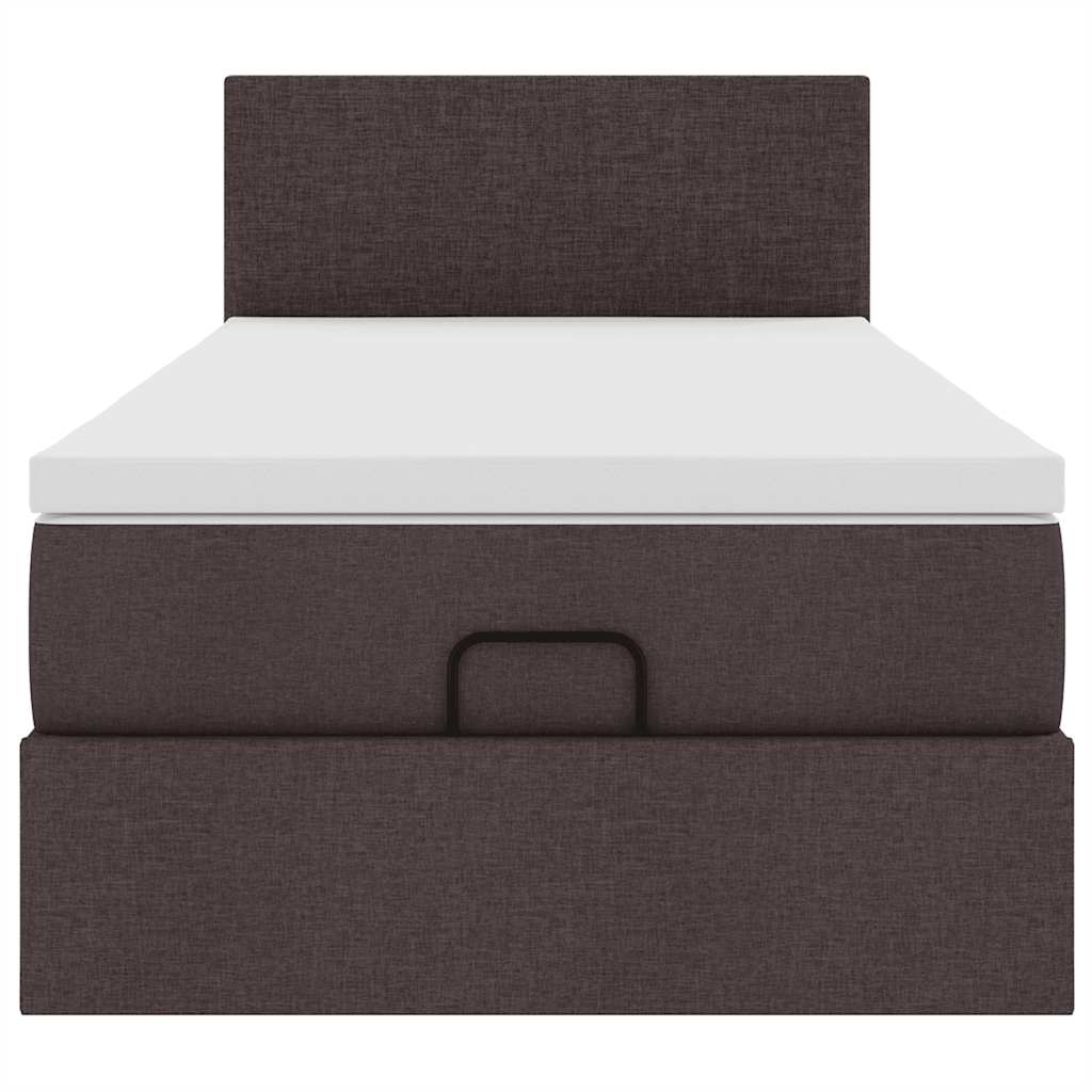 Ottoman bed met matras en LED's 90x200 cm stof donkerbruin