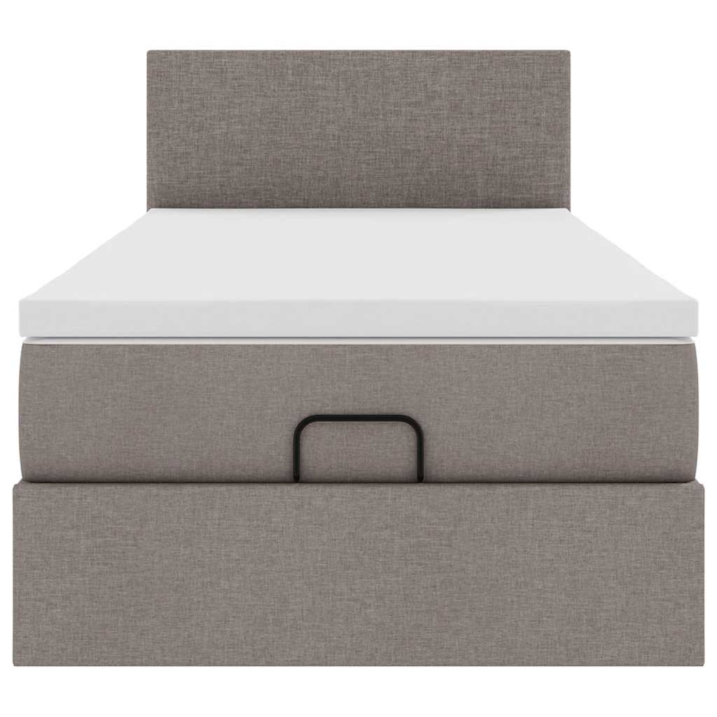 Ottoman bed met matras en LED's 90x200 cm stof taupe