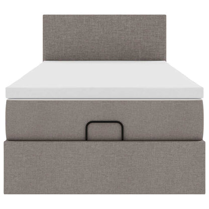 Ottoman bed met matras en LED's 90x200 cm stof taupe