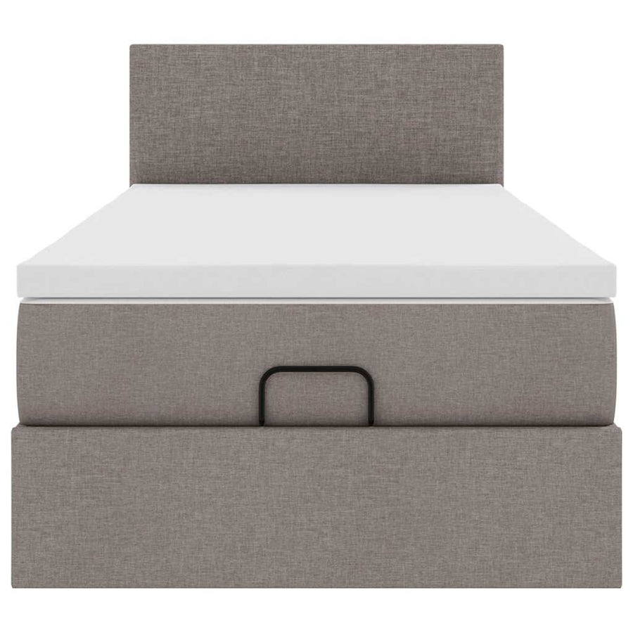 Ottoman bed met matras en LED's 90x200 cm stof taupe