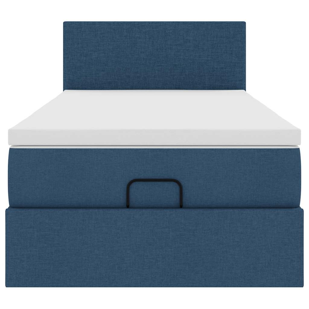 Ottoman bed met matras en LED's 90x200 cm stof blauw