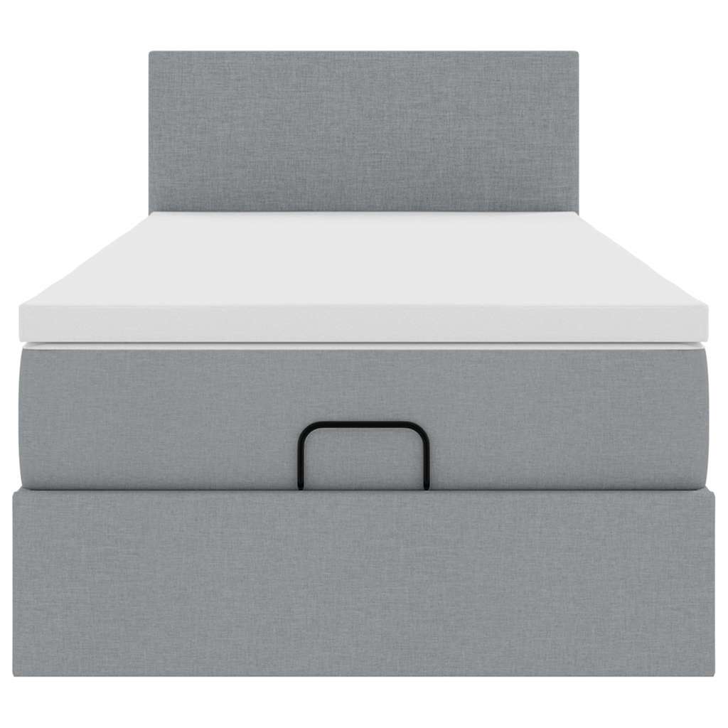 Ottoman bed met matras en LED's 100x200 cm stof lichtgrijs