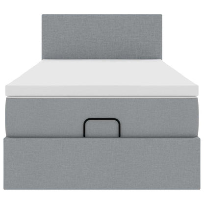 Ottoman bed met matras en LED's 100x200 cm stof lichtgrijs