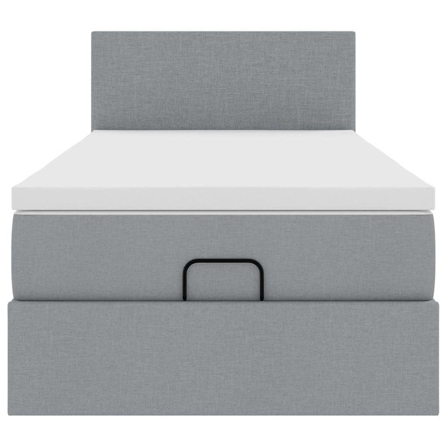 Ottoman bed met matras en LED's 100x200 cm stof lichtgrijs