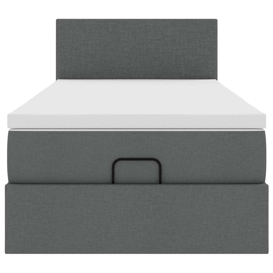 Ottoman bed met matras en LED's 100x200cm stof donkergrijs