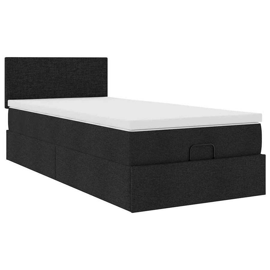 Ottoman bed met matras en LED's 100x200 cm stof zwart