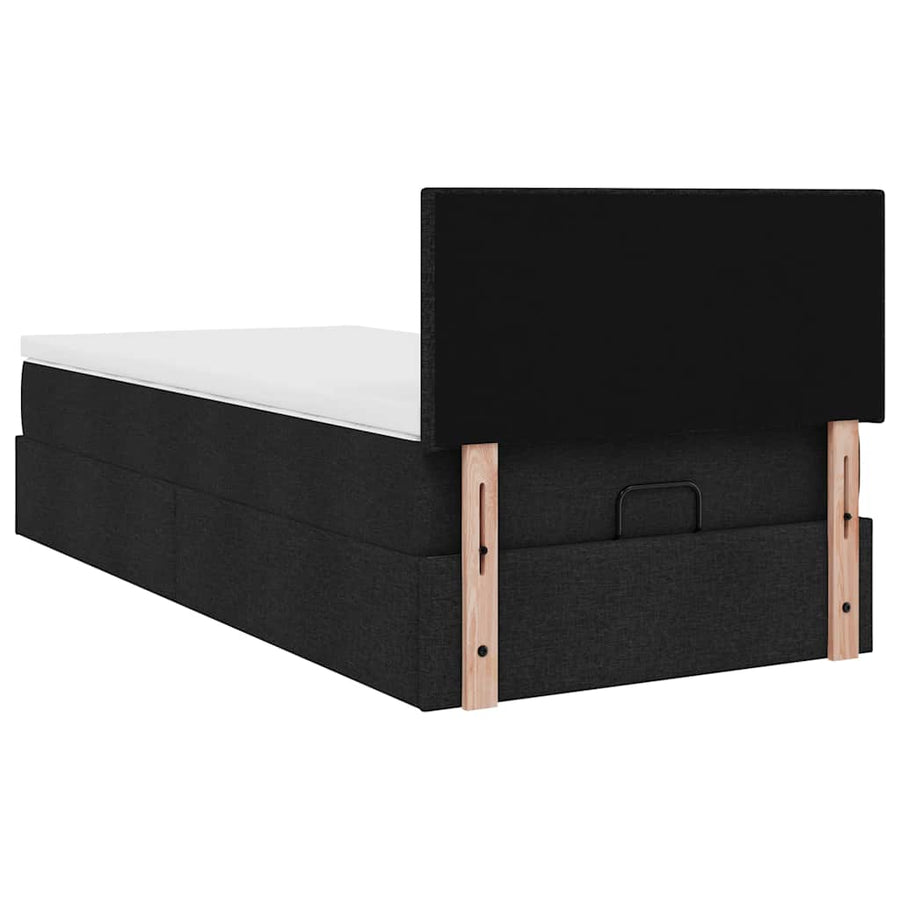 Ottoman bed met matras en LED's 100x200 cm stof zwart