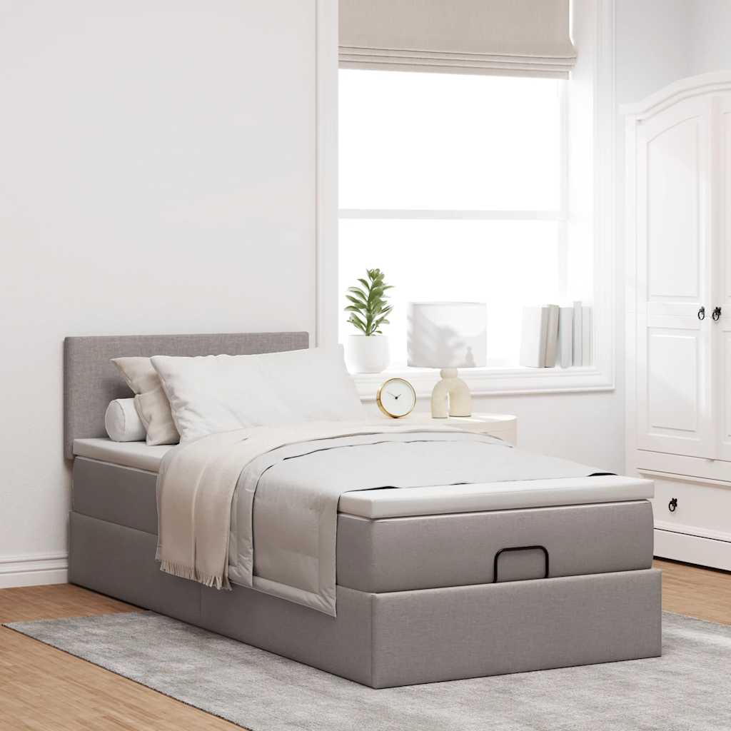 Ottoman bed met matras en LED's 100x200 cm stof taupe