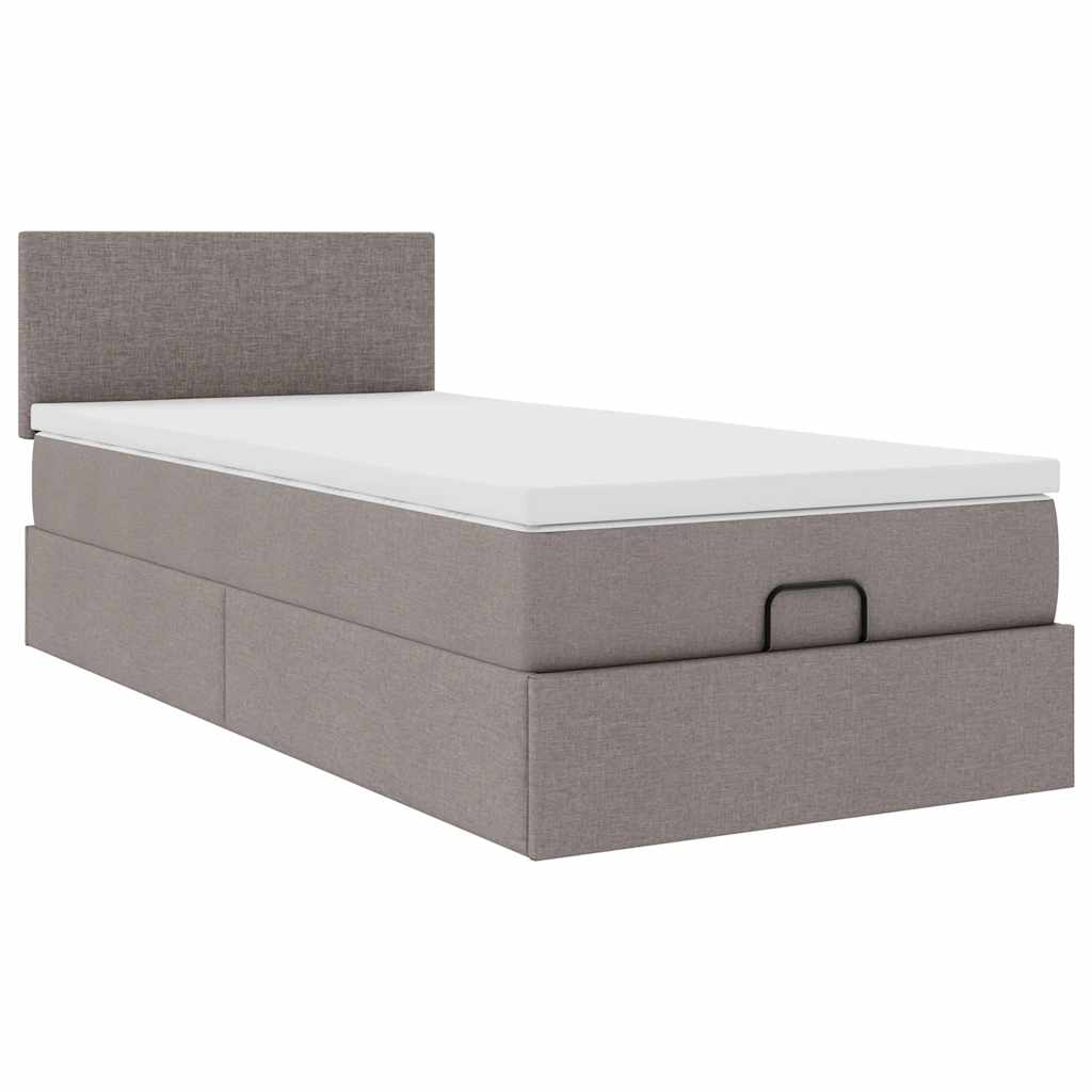 Ottoman bed met matras en LED's 100x200 cm stof taupe
