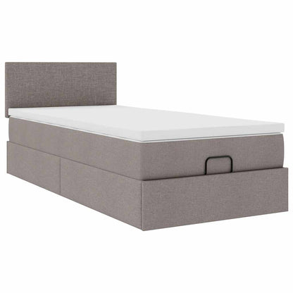 Ottoman bed met matras en LED's 100x200 cm stof taupe