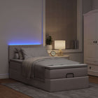 Ottoman bed with mattress and LEDs 100x200 cm fabric taupe