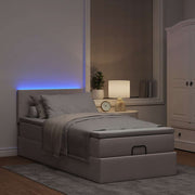 Ottoman bed with mattress and LEDs 100x200 cm fabric taupe
