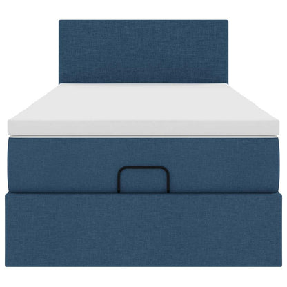 Ottoman bed met matras en LED's 100x200 cm stof blauw