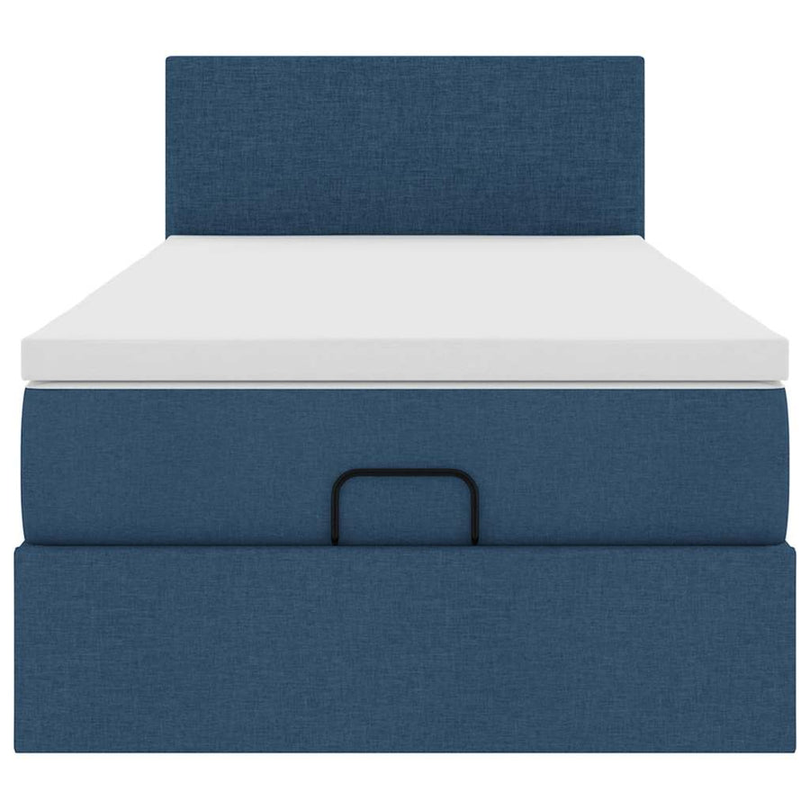 Ottoman bed met matras en LED's 100x200 cm stof blauw