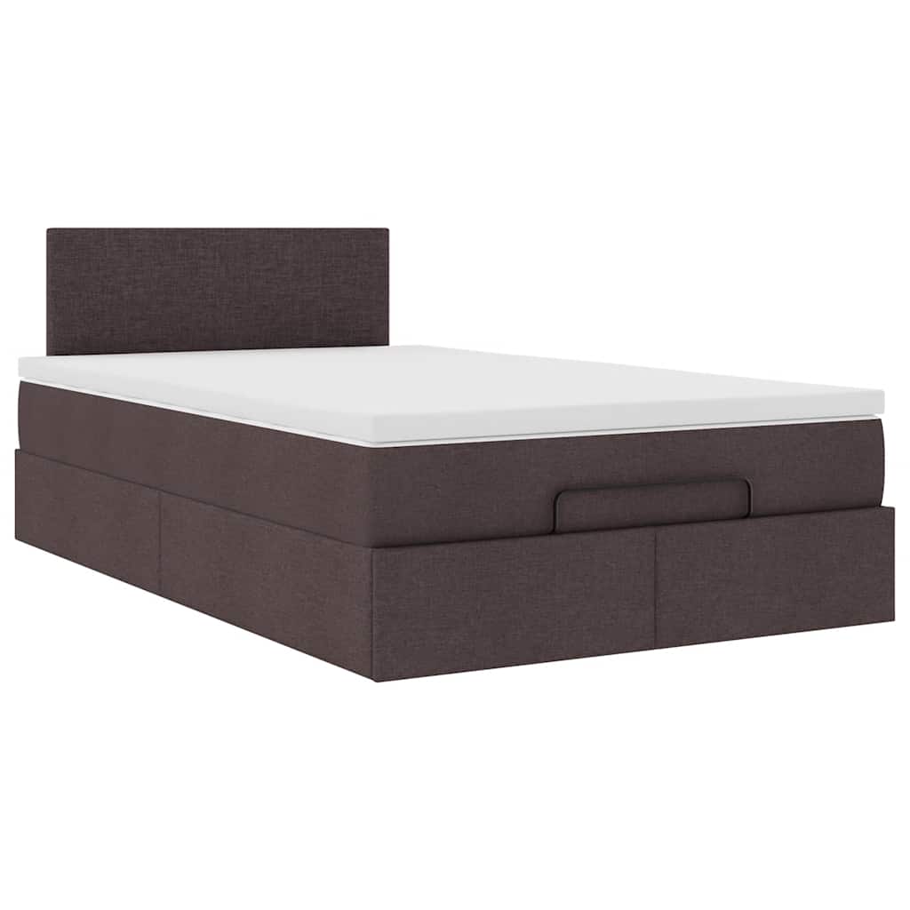 Ottoman bed met matras en LED's 120x190 cm stof donkerbruin