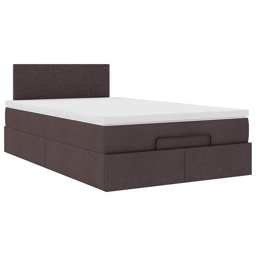 Ottoman bed met matras en LED's 120x190 cm stof donkerbruin