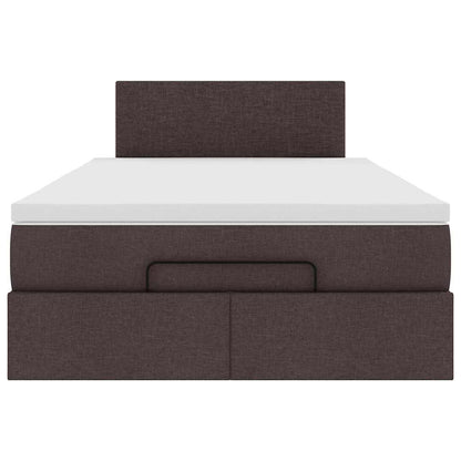 Ottoman bed met matras en LED's 120x190 cm stof donkerbruin