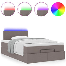 Ottoman bed met matras en LED's 120x190 cm stof taupe
