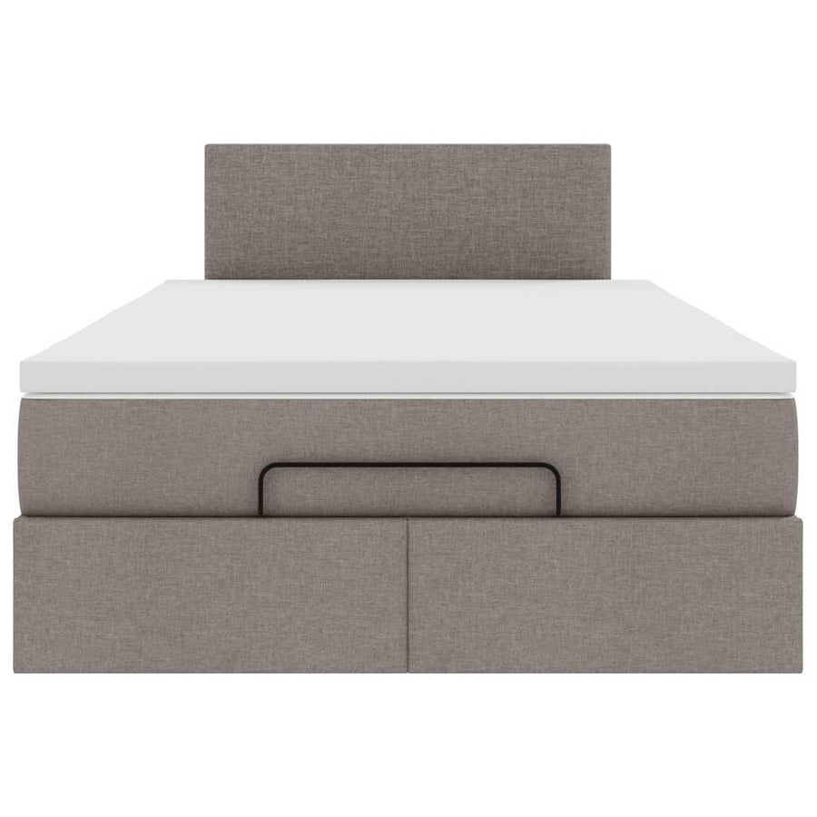 Ottoman bed met matras en LED's 120x190 cm stof taupe