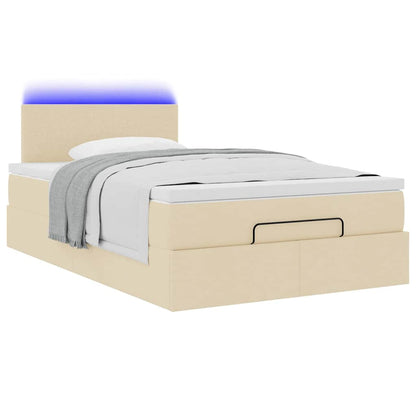 Ottoman bed met matras en LED's 120x190cm stof crèmekleurig
