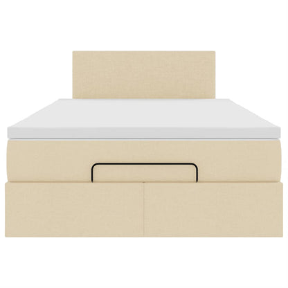 Ottoman bed met matras en LED's 120x190cm stof crèmekleurig
