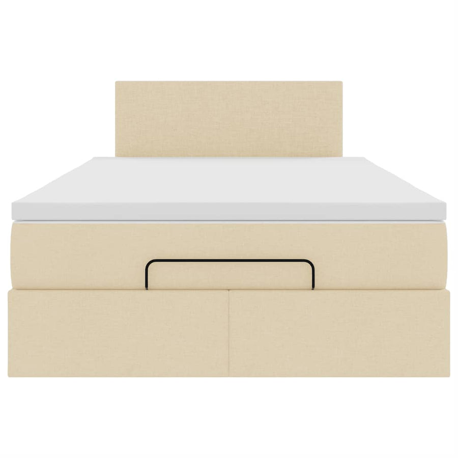 Ottoman bed met matras en LED's 120x190cm stof crèmekleurig