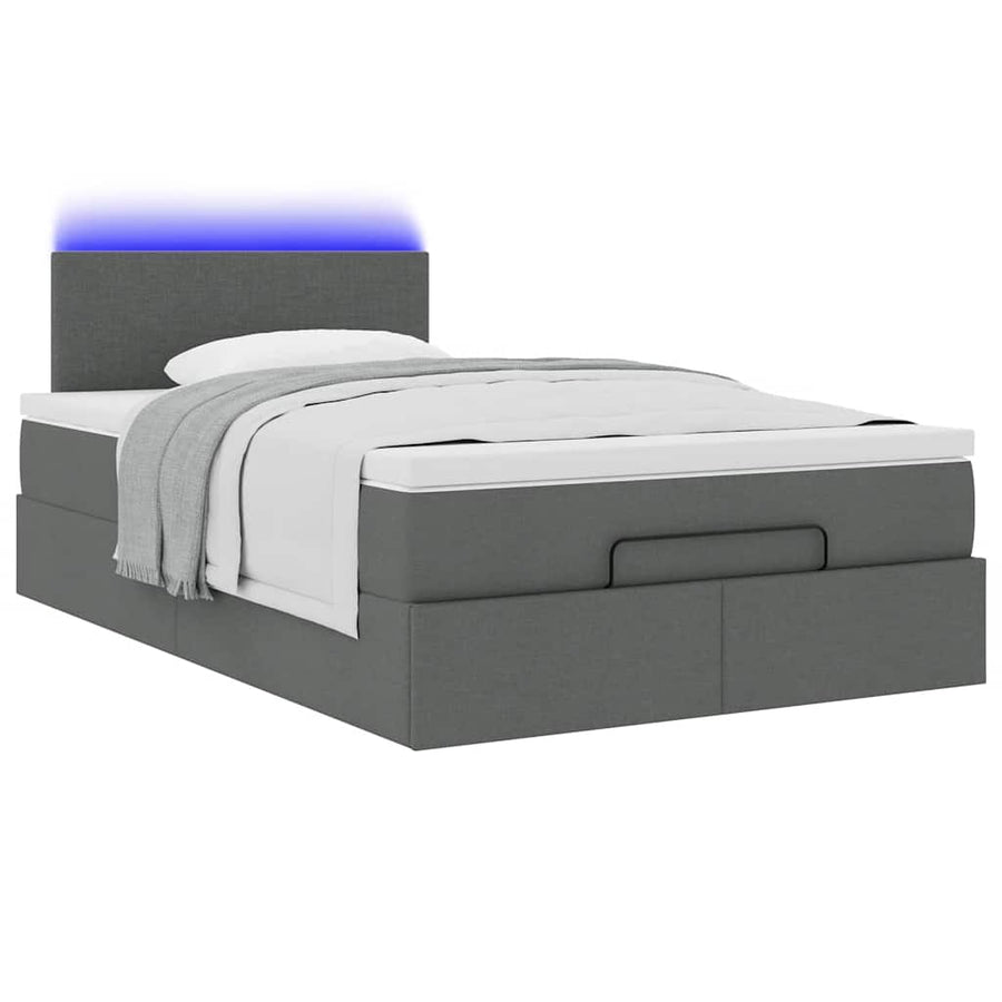 Ottoman bed met matras en LED's 120x200 cm stof donkergrijs