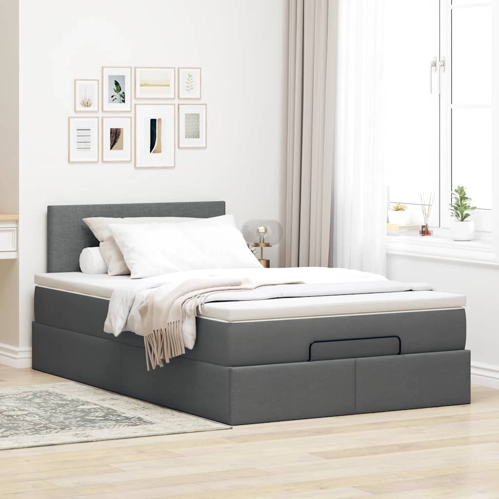 Ottoman bed met matras en LED's 120x200 cm stof donkergrijs