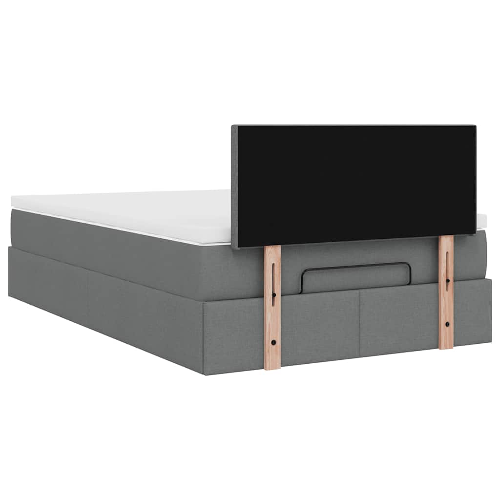 Ottoman bed met matras en LED's 120x200 cm stof donkergrijs