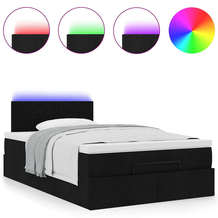 Ottoman bed met matras en LED's 120x200 cm stof zwart