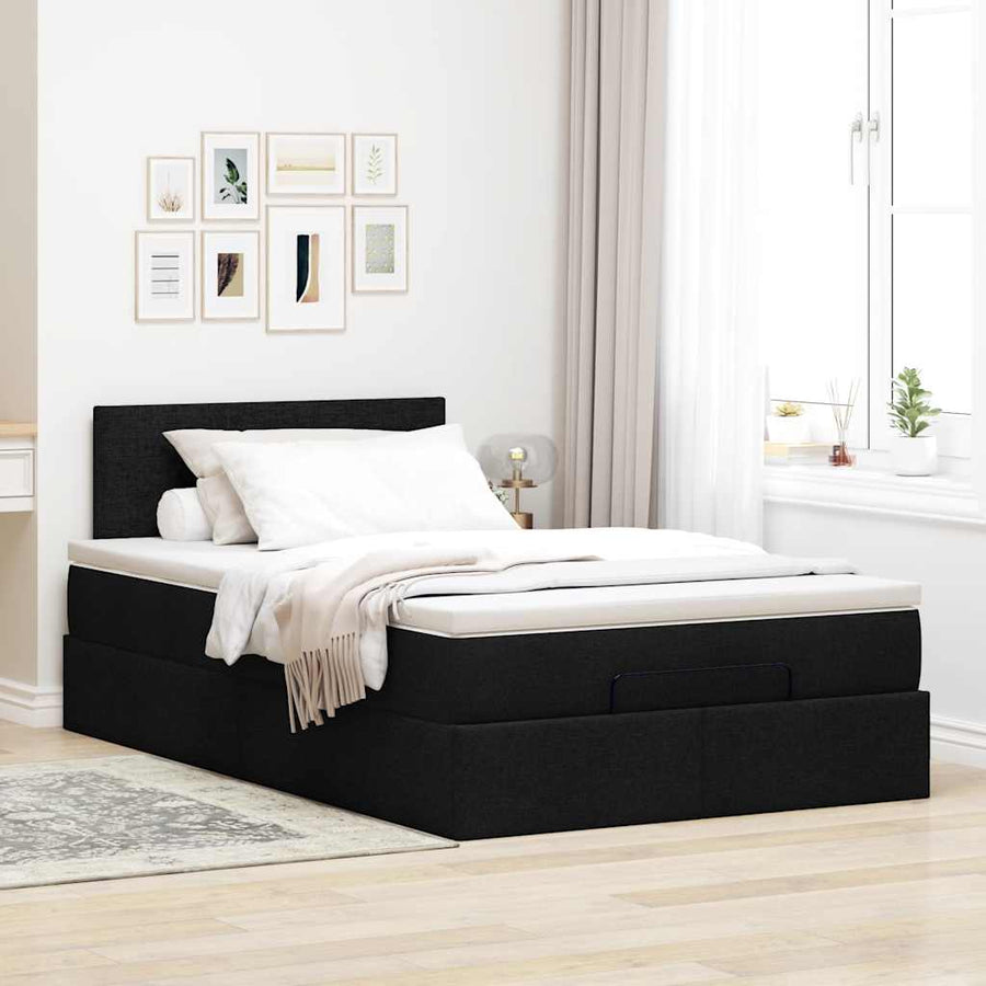 Ottoman bed met matras en LED's 120x200 cm stof zwart
