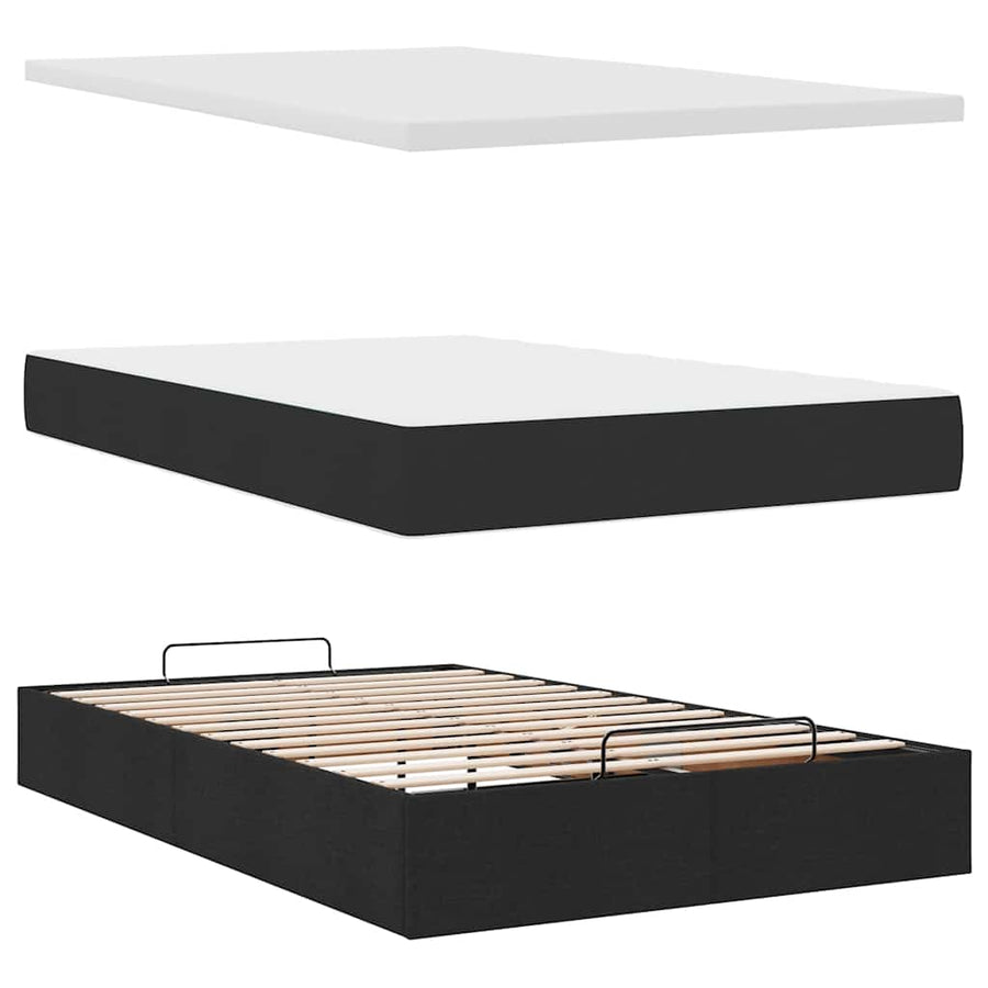 Ottoman bed met matras en LED's 120x200 cm stof zwart
