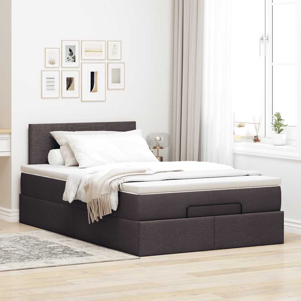 Ottoman bed met matras en LED's 120x200 cm stof donkerbruin